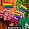 G128 50 Pack Handheld LGBT Rainbow Pride Stick Flags | 12x18 In | Printed 150D Polyester, Country Flag, Solid Wooden Stick, Spear Gold Tip